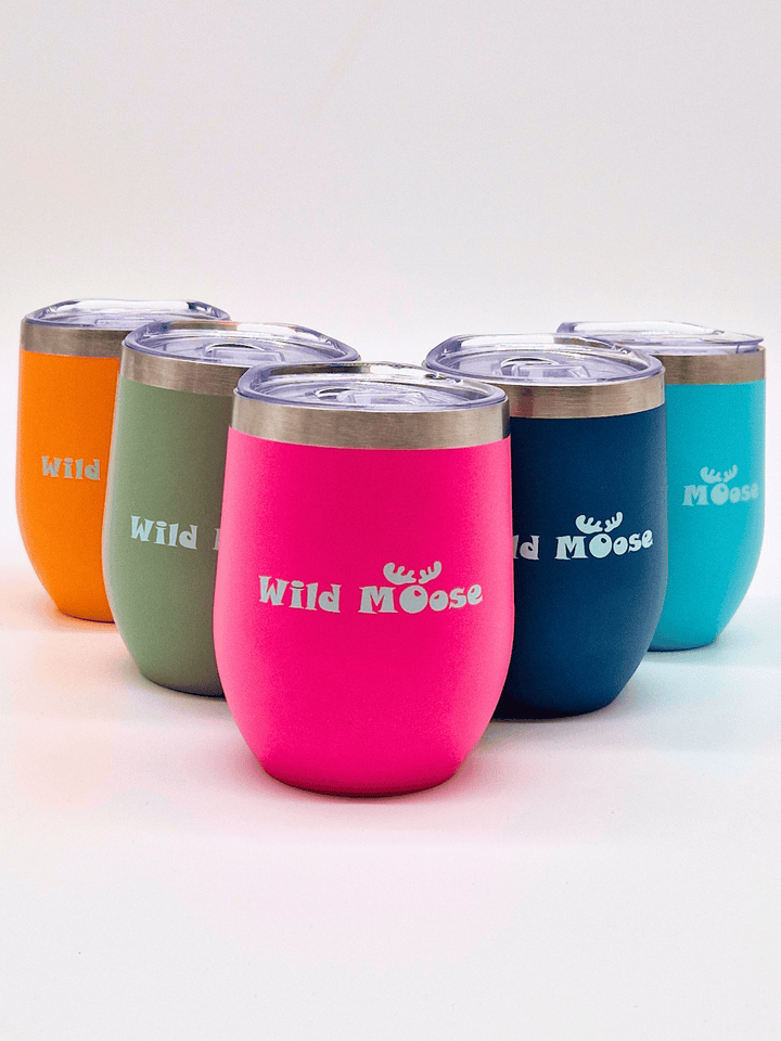 5 brightly coloured 12oz wine tumblers
