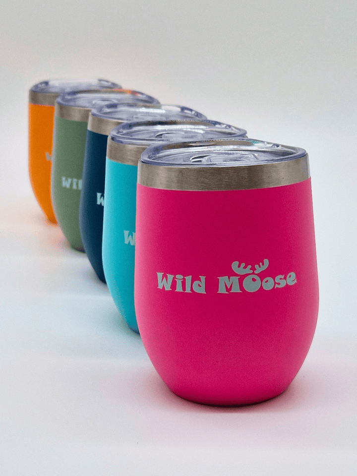 5 brightly coloured 12oz wine tumblers