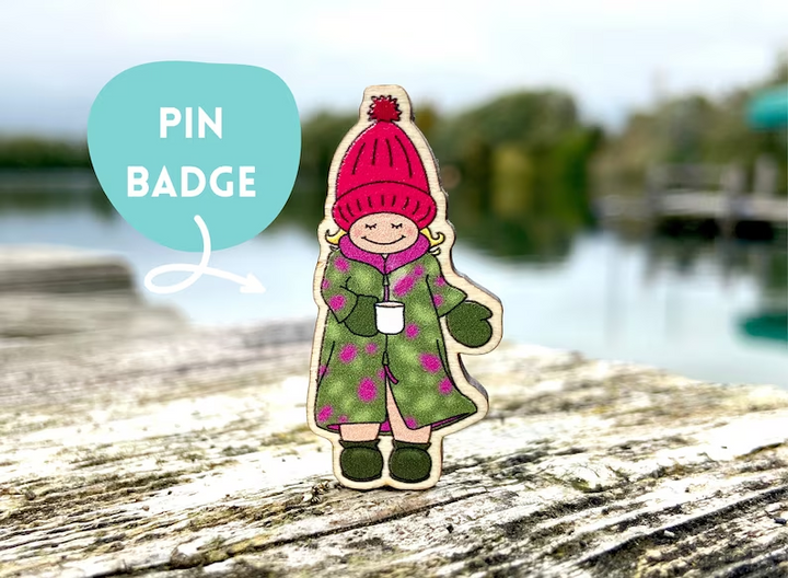 All Dryrobe No Knickers Wooden Pin Badge