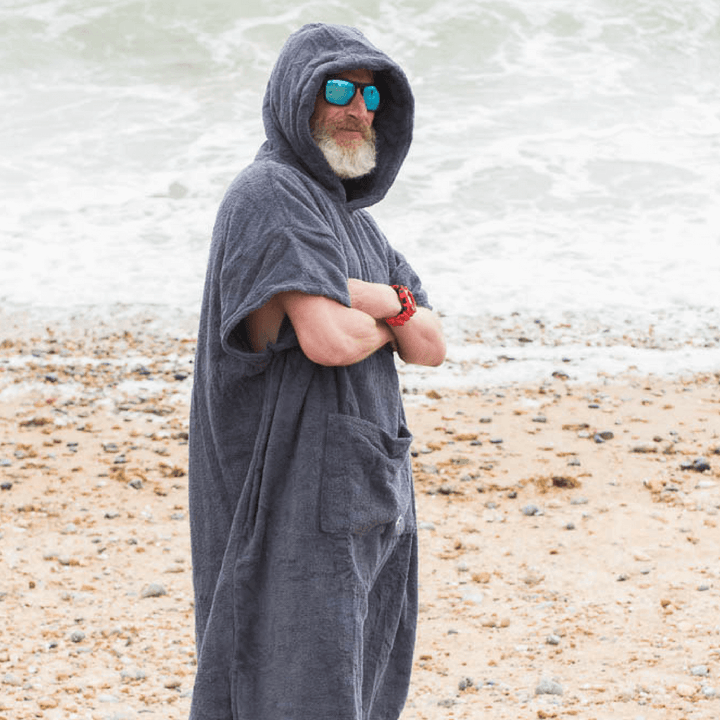Premium British Grey Changing Robe - 100% Cotton Eco-Friendly Outdoor Towel