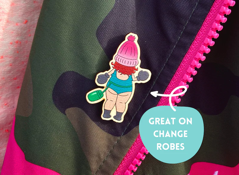 Mindful Wild Swimmer Wooden Pin Badge