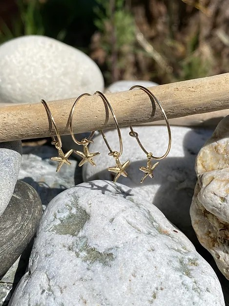 Gold Starfish Hoop Earrings