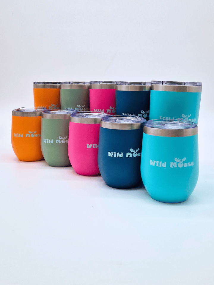 brightly coloured 12oz wine tumblers and 20oz tall tumblers
