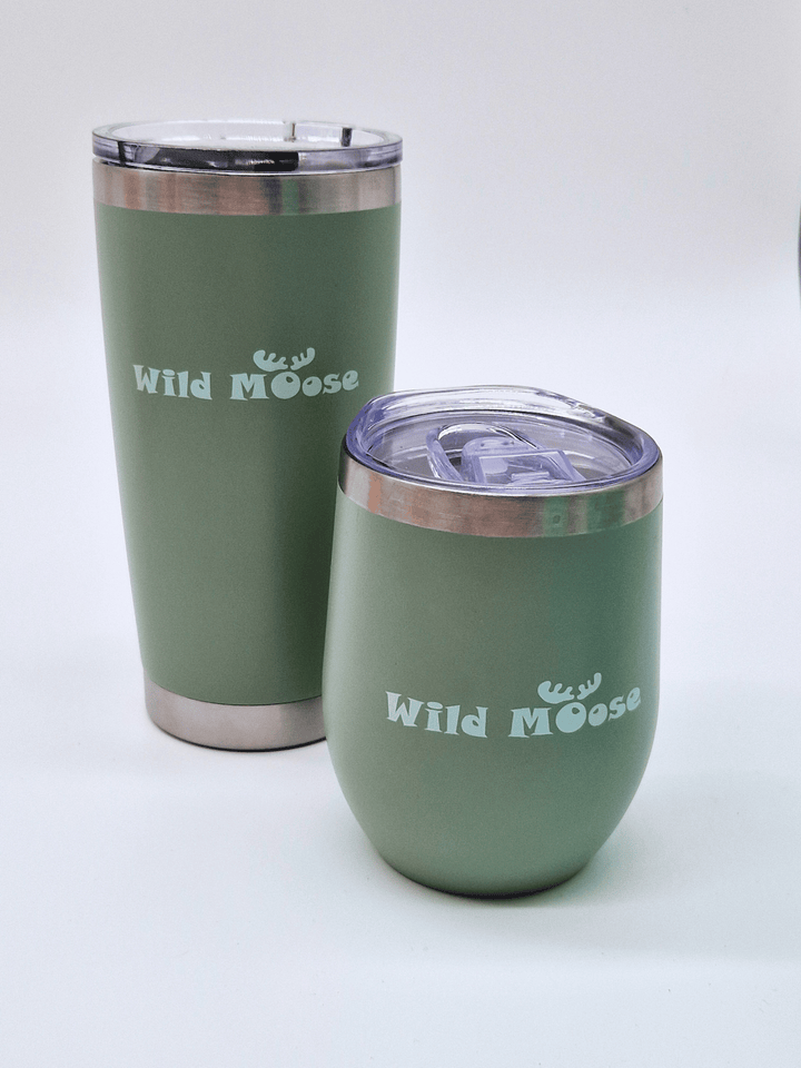 pea green 12oz wine tumbler and 20oz tall tumbler