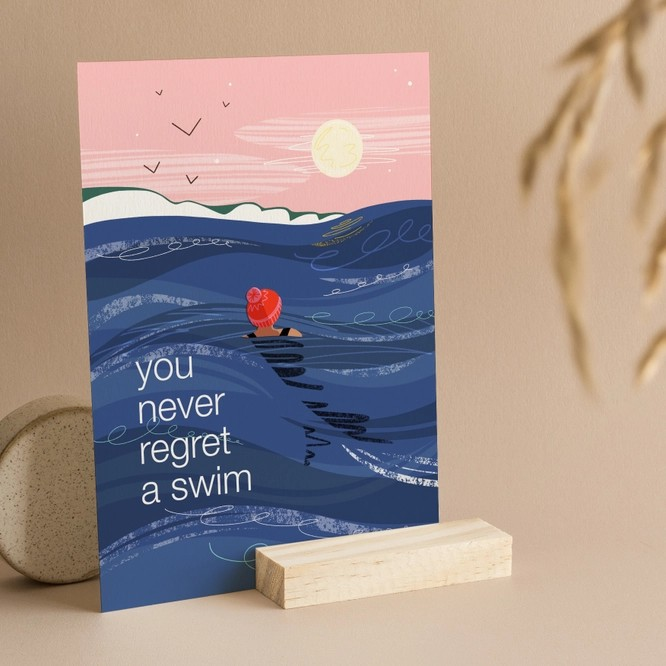 Celebrate the joy of cold water swimming with this illustrated wall art from Onneke – eco-friendly and made in the UK for swim lovers.