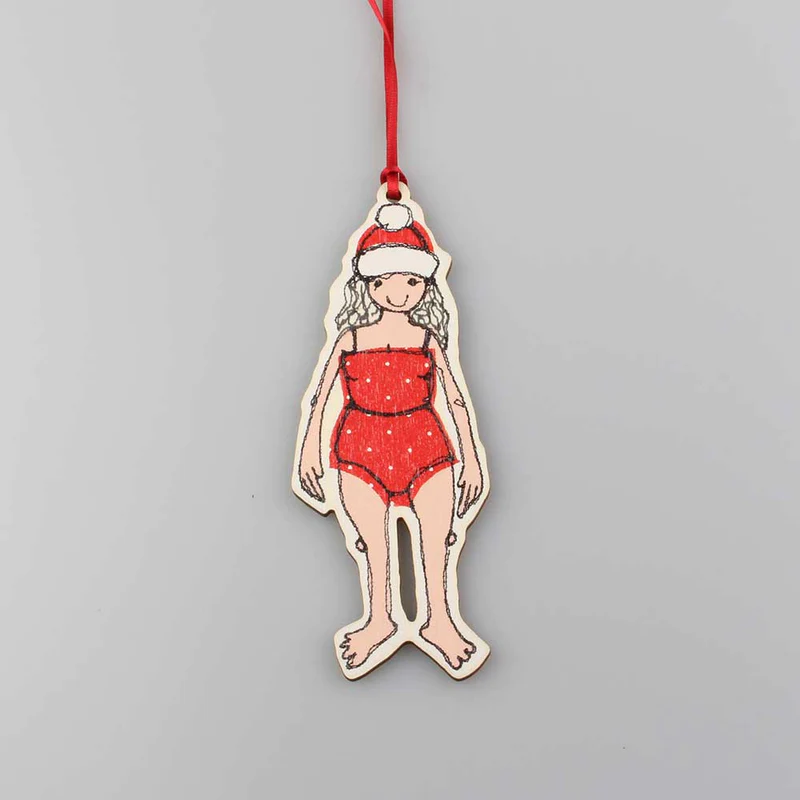 Fun wild swimming Christmas ornament, ideal as a festive stocking filler or gift for open water swimmers and outdoor adventurers.