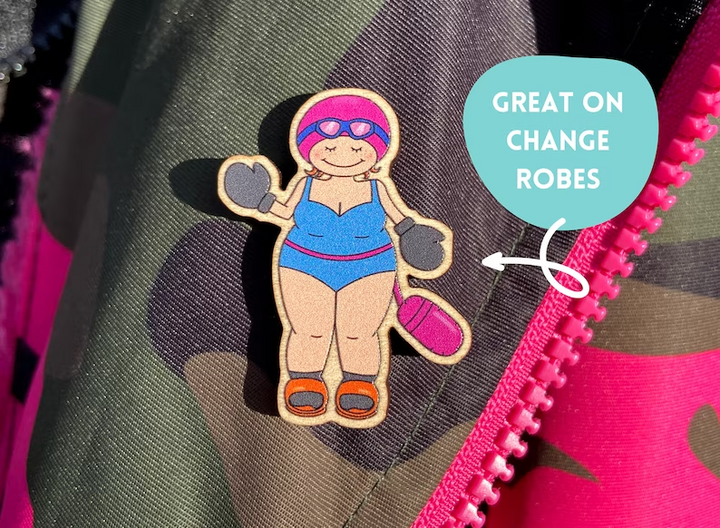 Open Water Swimmer Wooden Pin Badge
