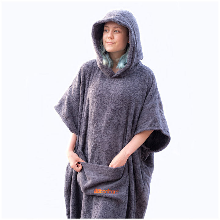 Premium British Grey Changing Robe - 100% Cotton Eco-Friendly Outdoor Towel