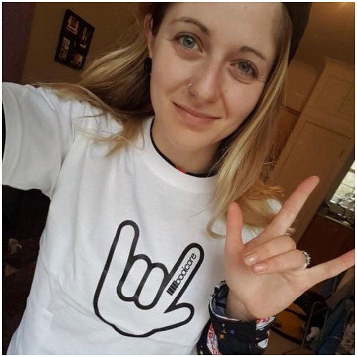 White Classic Horn Hand Tee - 100% Cotton Eco-Friendly Adventure Essential