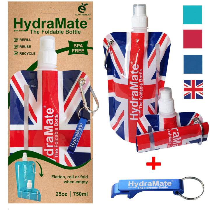 Union Jack Foldable Water Bottle Collapsible UK British