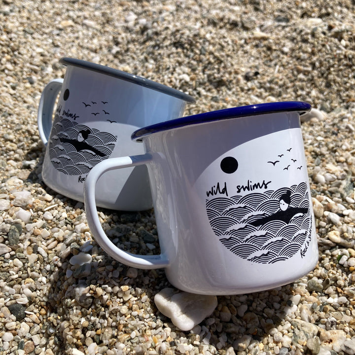 Wild swimming enamel mugs