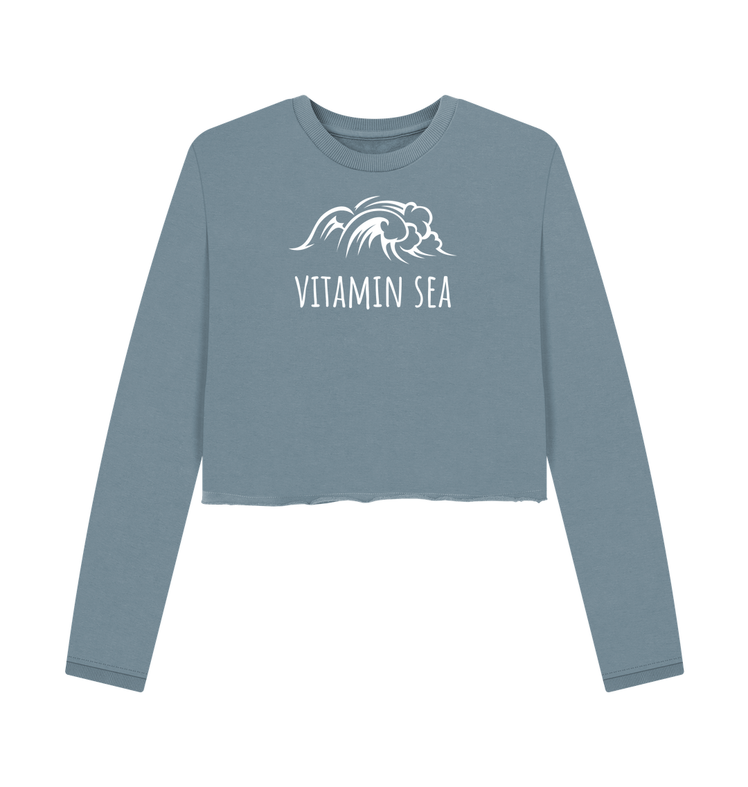 Stone Blue Printed Boxy Jumpers