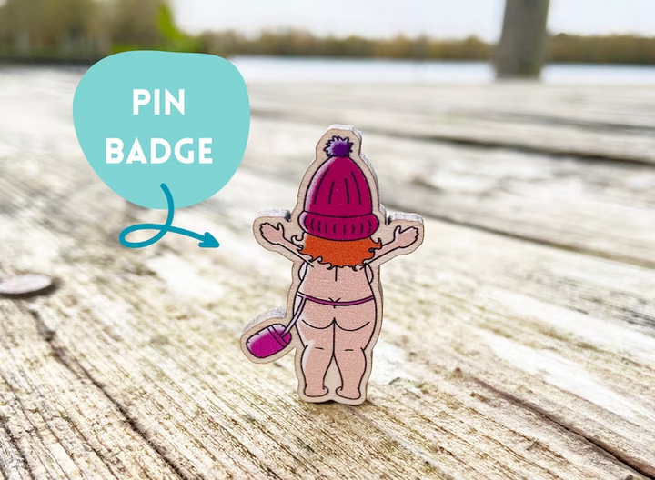 Skinny Dipper Wooden Pin Badge