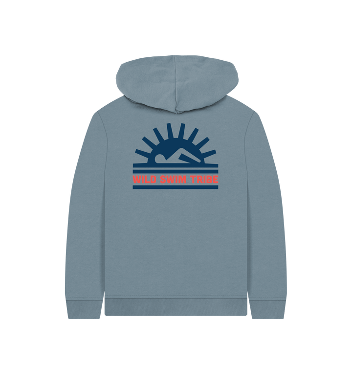 Stone Blue Printed Kids Hoodie