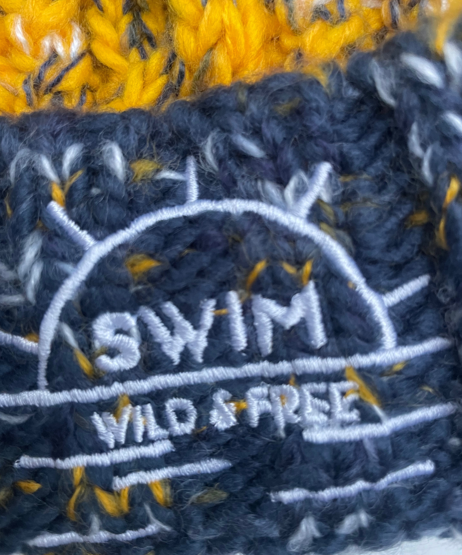 Swim Wild & Free Branded Bobble Hat Morning Frost