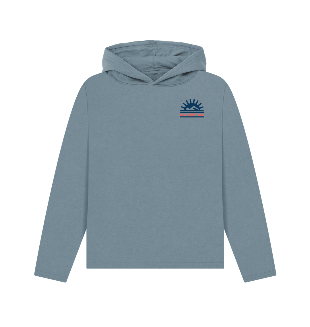 Stone Blue Printed Hoody Front