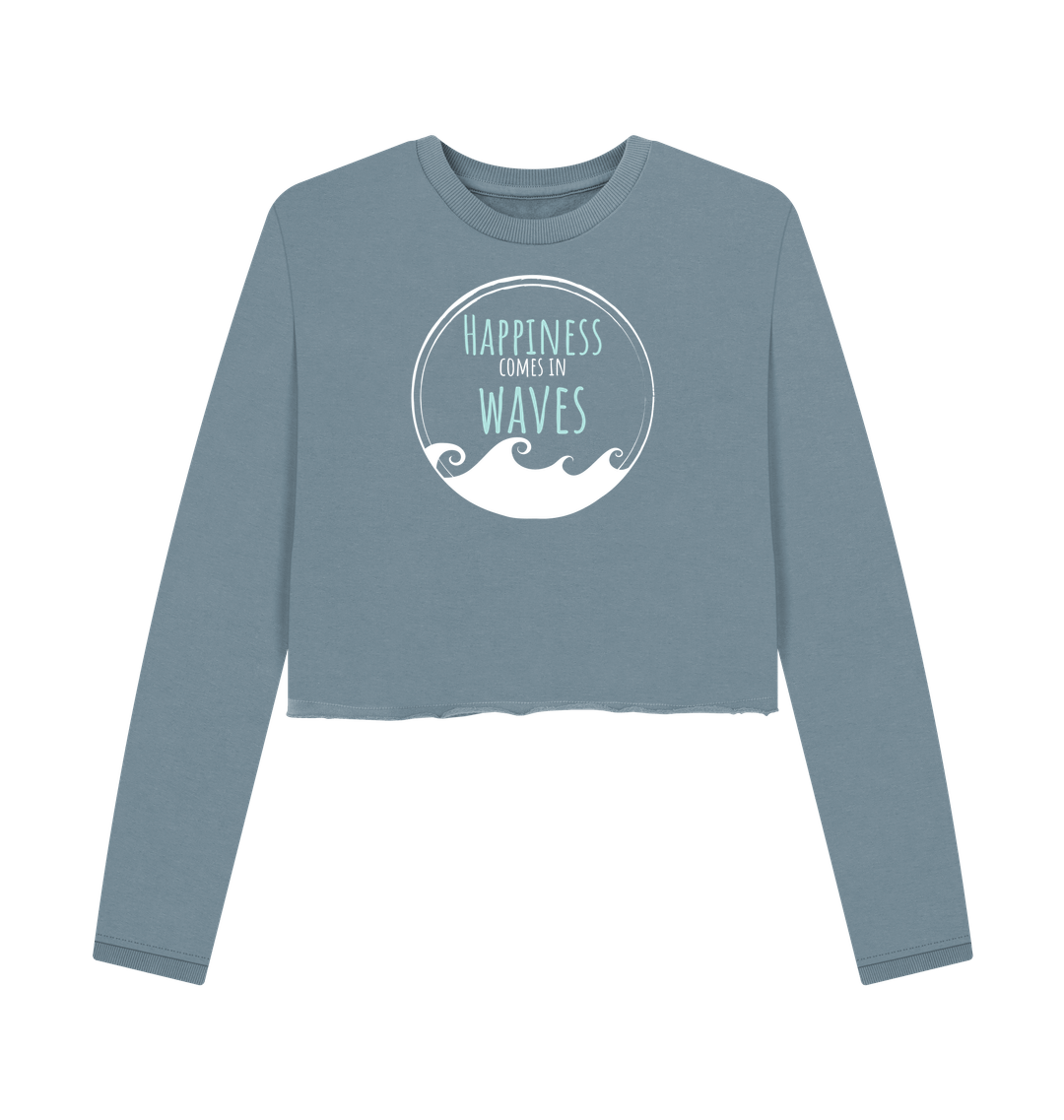 Stone Blue Printed Boxy Jumpers