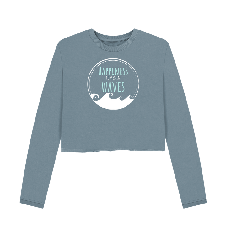 Stone Blue Printed Boxy Jumpers