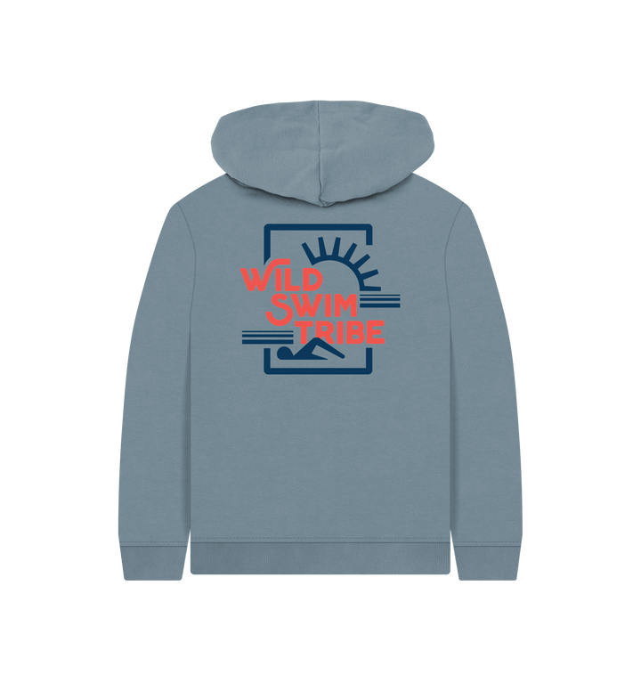 Stone Blue Printed Kids Hoodie