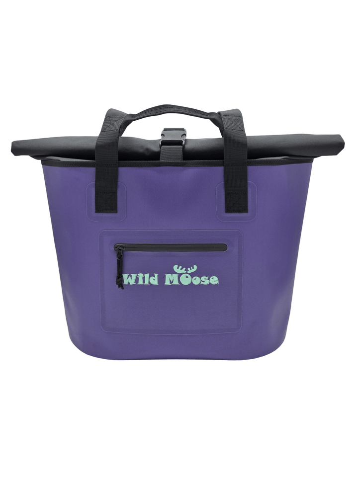 Purple bag with black handle and &