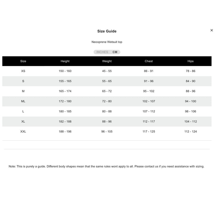 Neooprene Wetsuit top