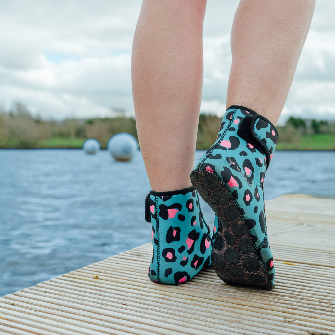 EasyOff™ Swimming Socks in Leopard with Kevlar Soles