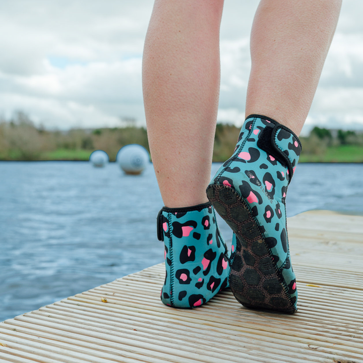 EasyOff™ Swimming Socks in Leopard with Kevlar Soles