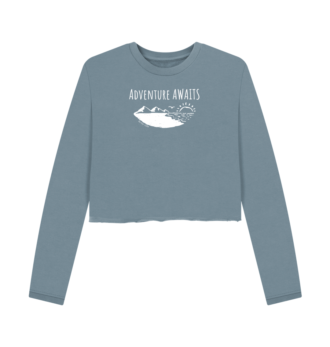 Stone Blue Printed Boxy Jumpers