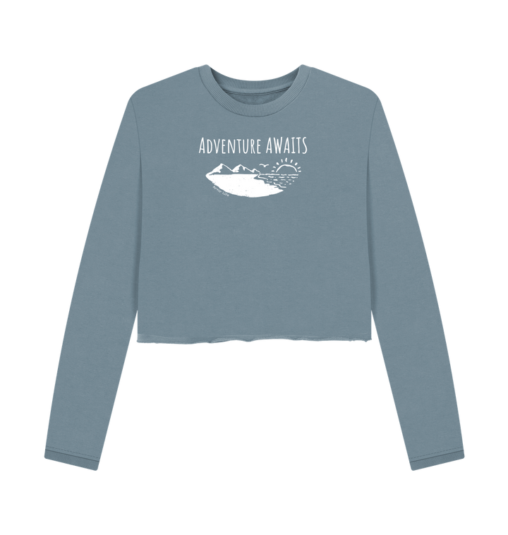 Stone Blue Printed Boxy Jumpers