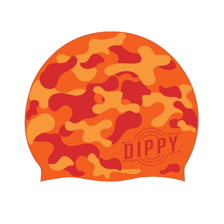 DIPPY Swim Cap in Orange Camo