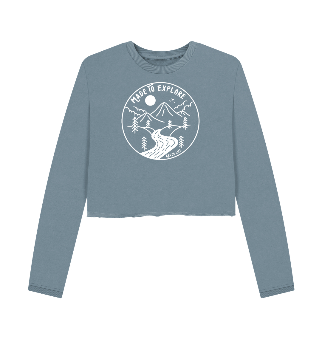 Stone Blue Printed Boxy Jumpers