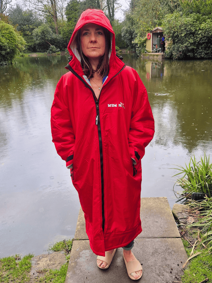 Radiant Moose Eco - long sleeve changing robe - red/pebble grey