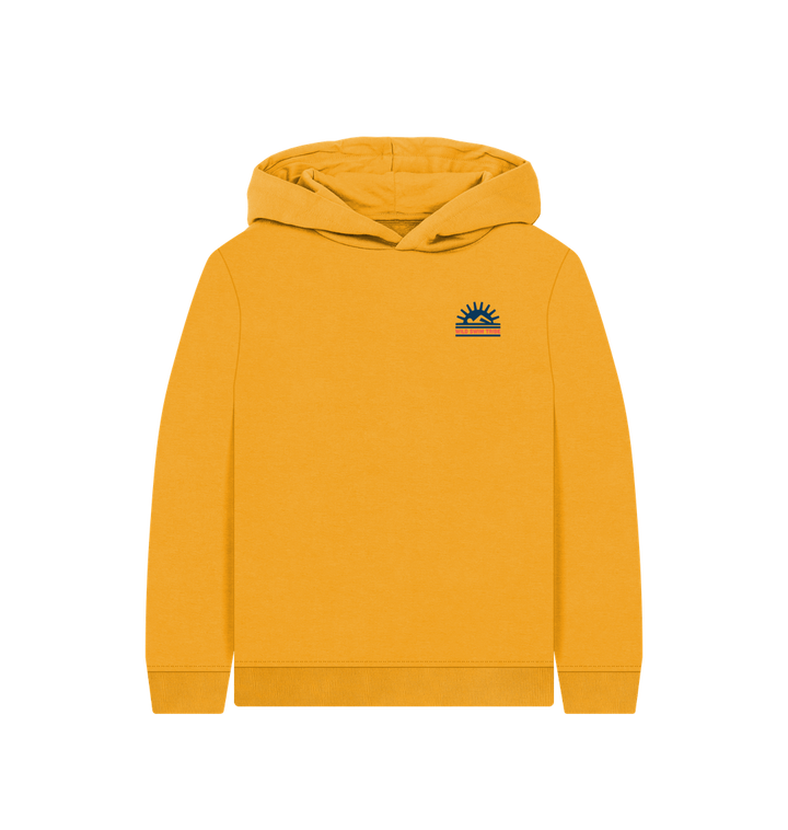 Mustard Printed Kids Hoodie Front