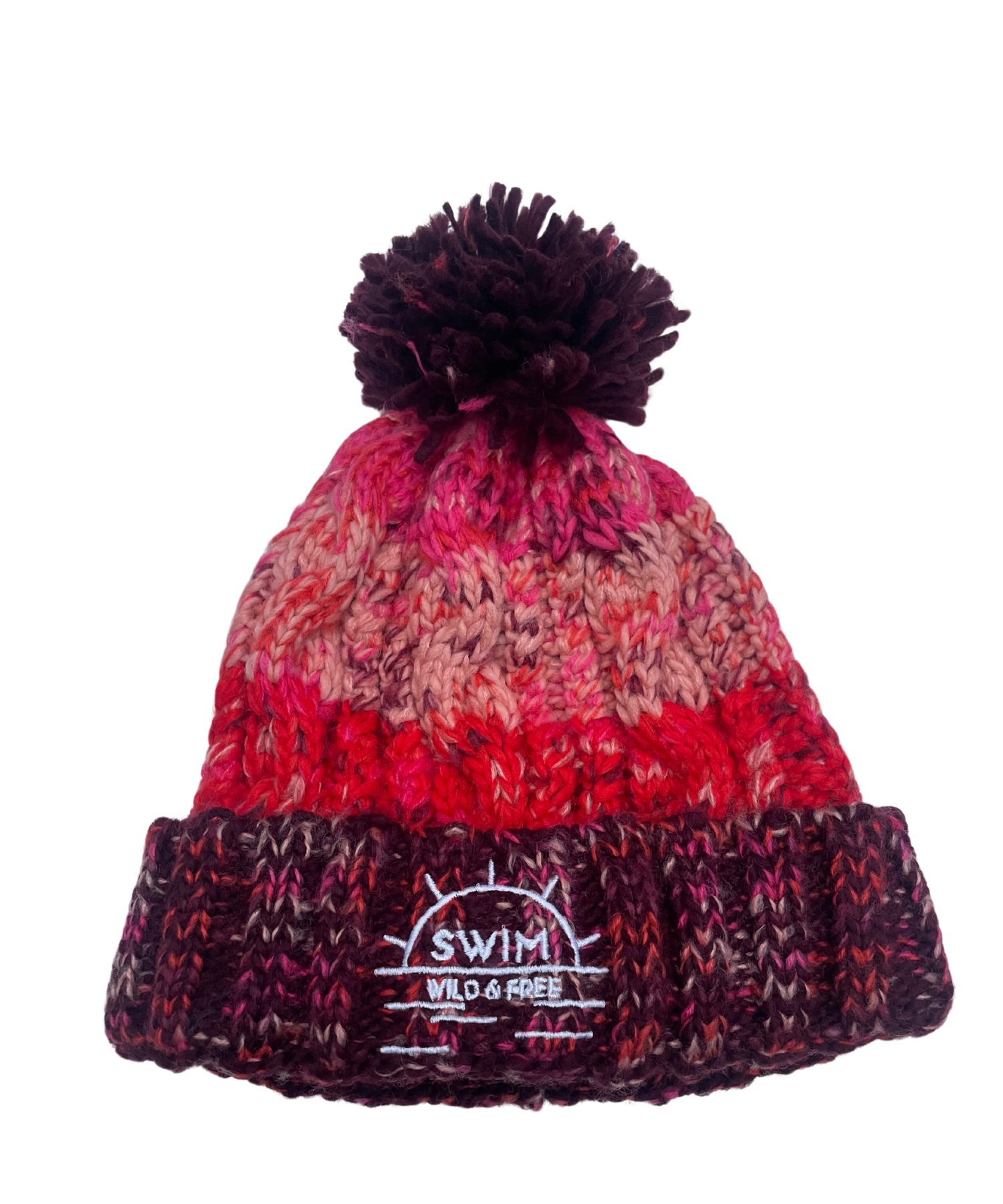 Swim Wild & Free Branded Bobble Hat Cherry Sherbert