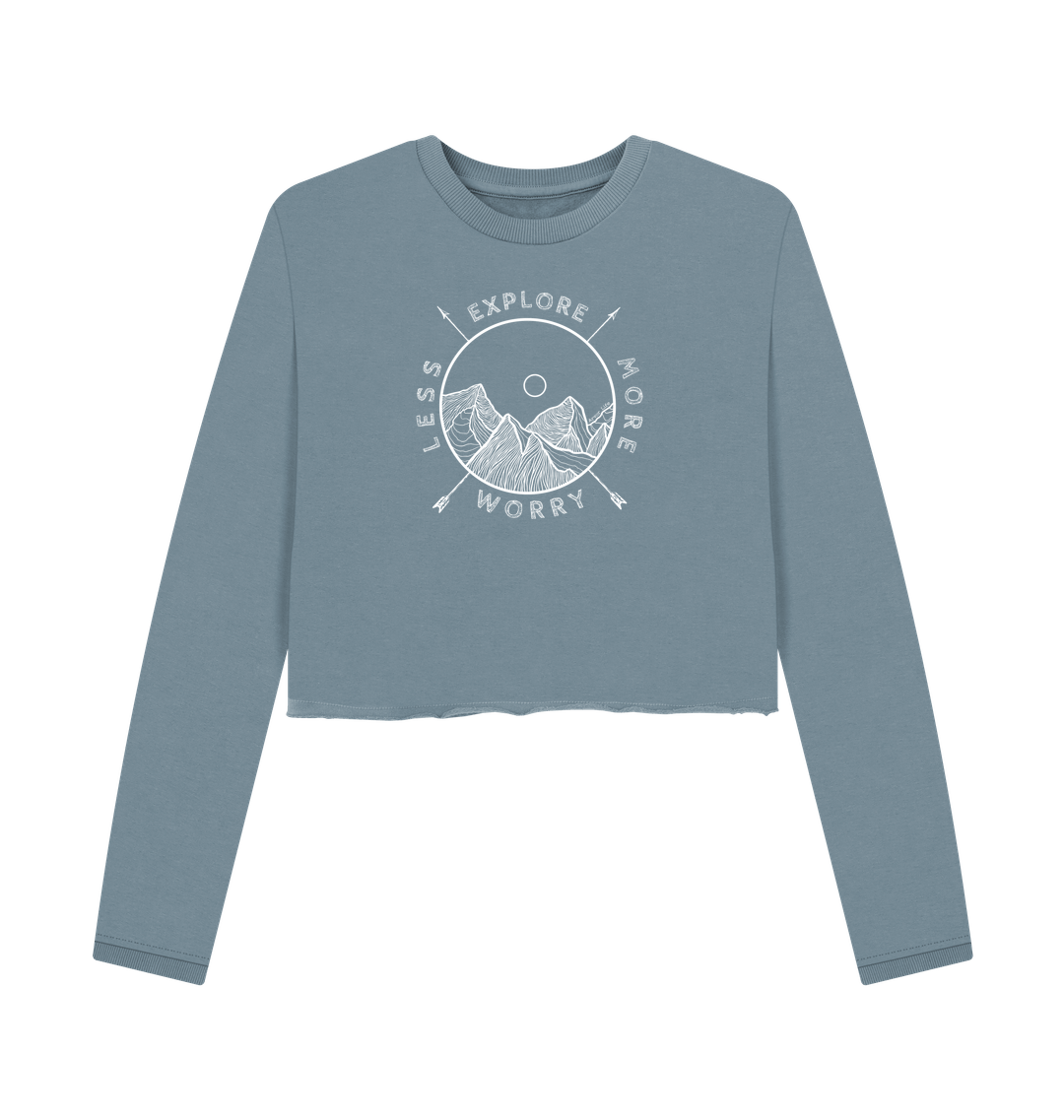 Stone Blue Printed Boxy Jumpers