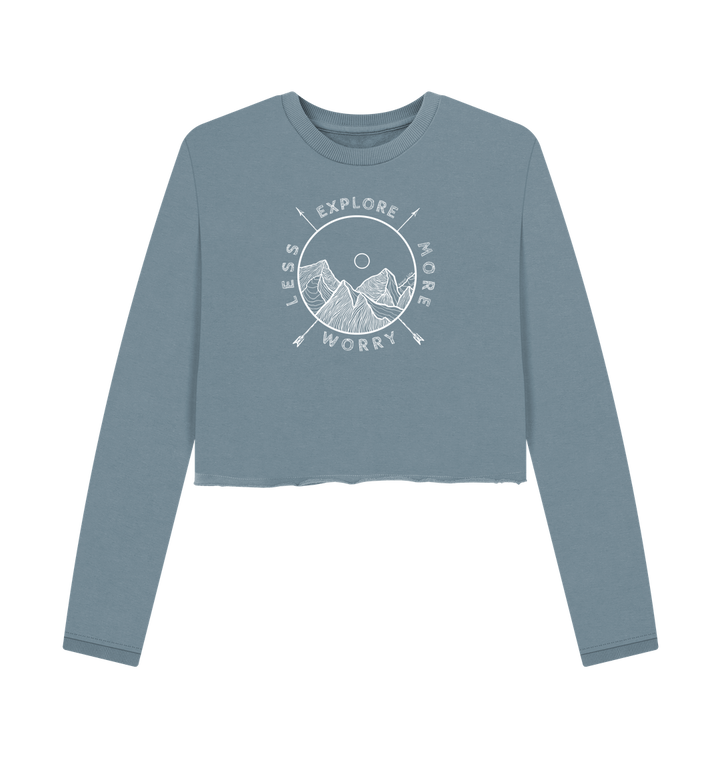 Stone Blue Printed Boxy Jumpers