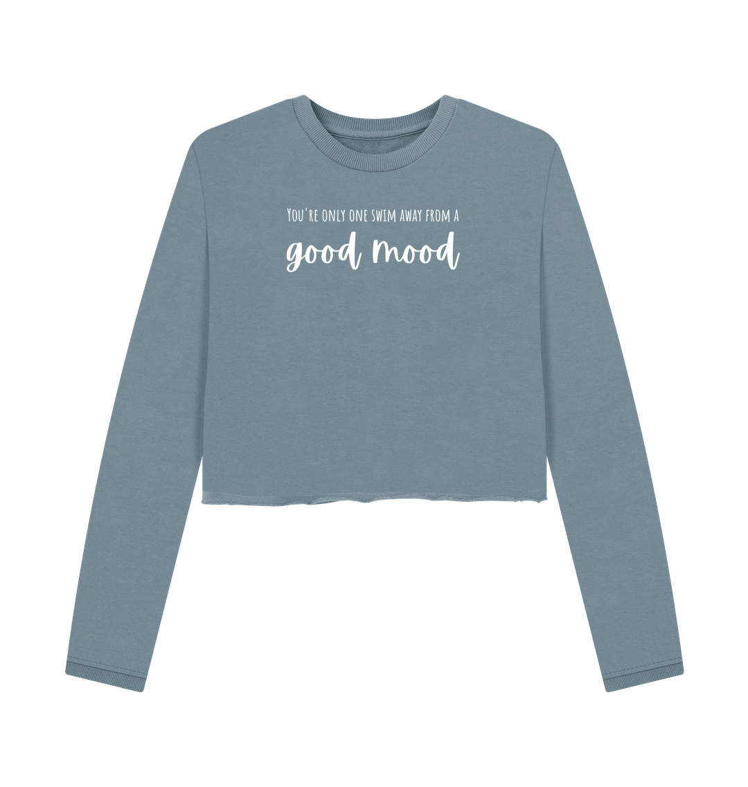 Stone Blue Printed Boxy Jumpers