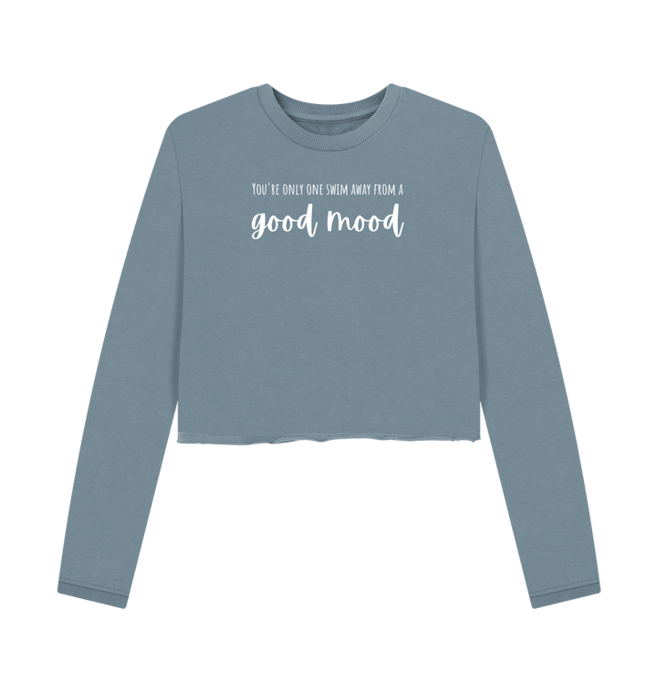 Stone Blue Printed Boxy Jumpers
