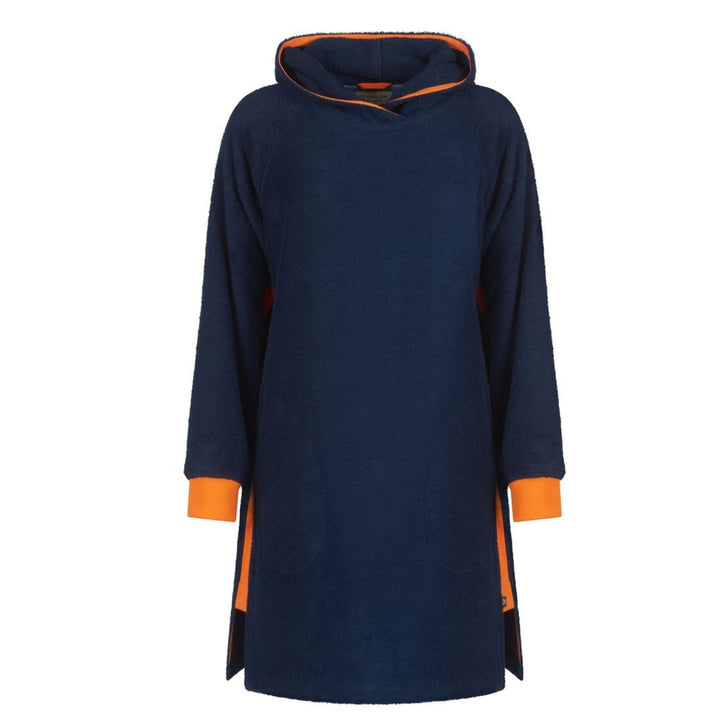 Bude Long Hoodie - Navy and Orange