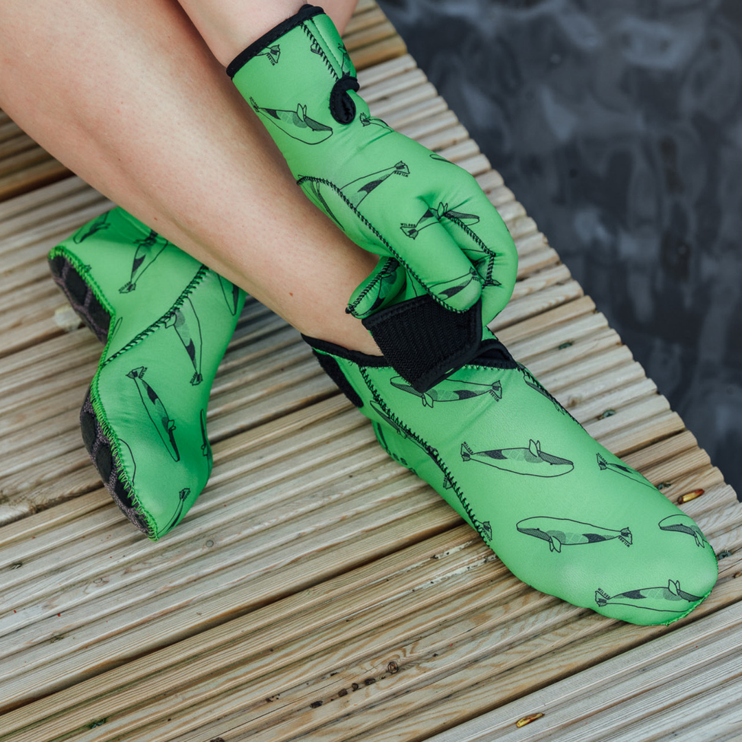 EasyOff™ Swimming Socks in Green Neon with Kevlar Soles