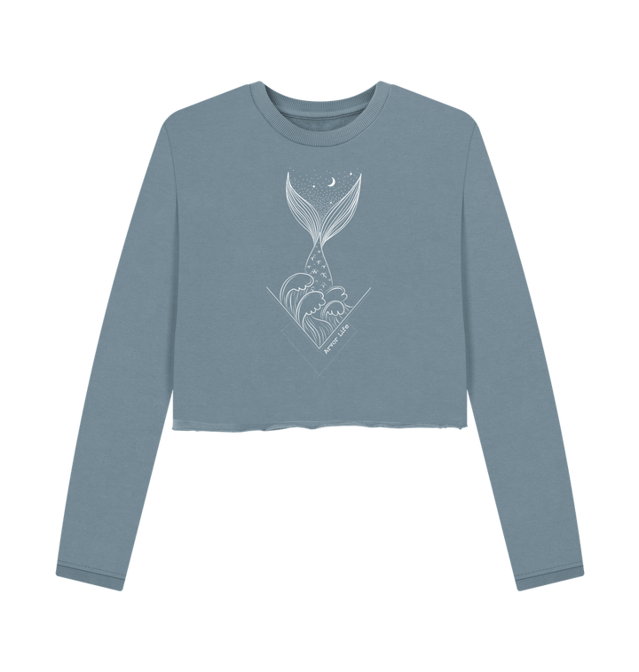 Stone Blue Printed Boxy Jumpers