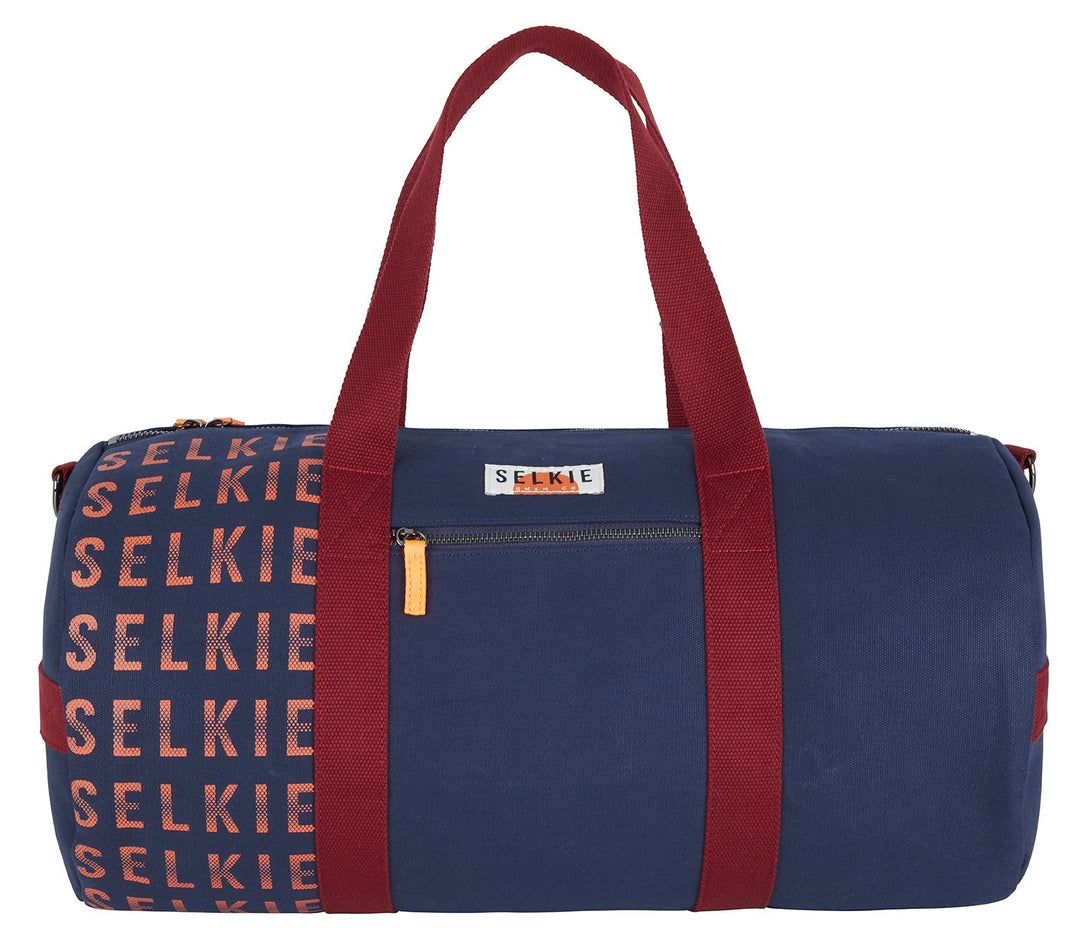 SELKIE CANVAS BARREL BAG - NAVY with Logo