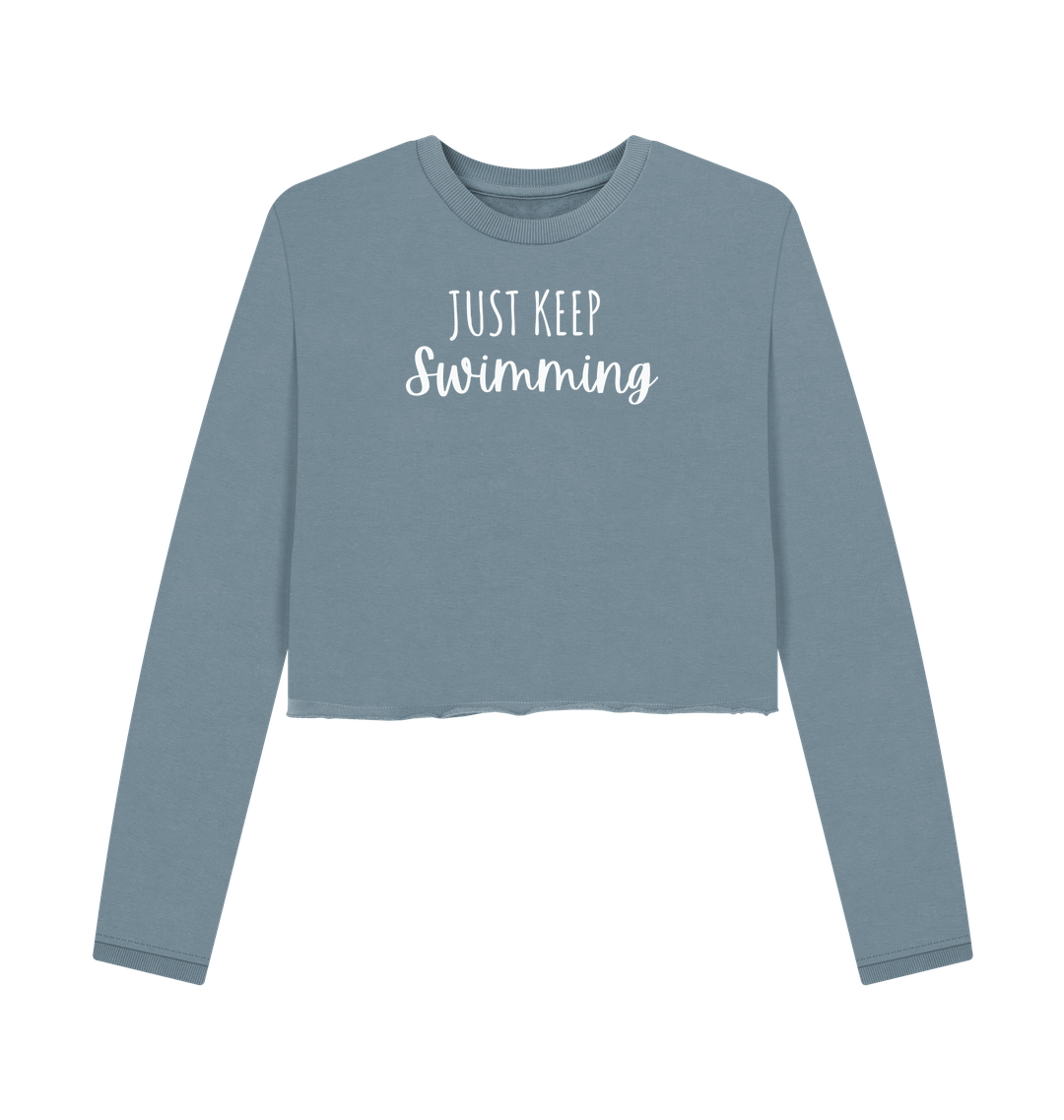 Stone Blue Printed Boxy Jumpers