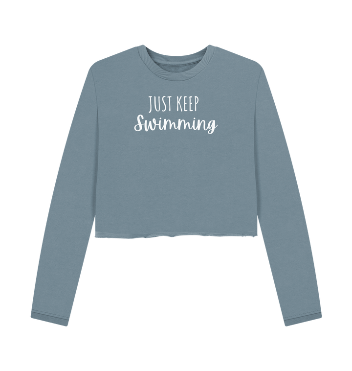 Stone Blue Printed Boxy Jumpers