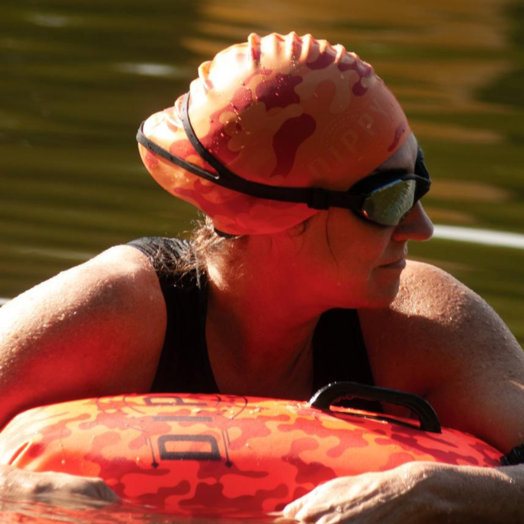 DIPPY Swim Cap in Orange Camo