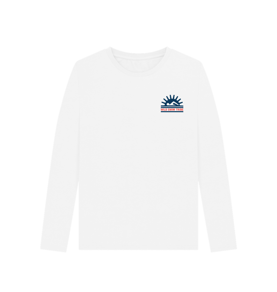 White Printed Long Sleeve T Shirt Front