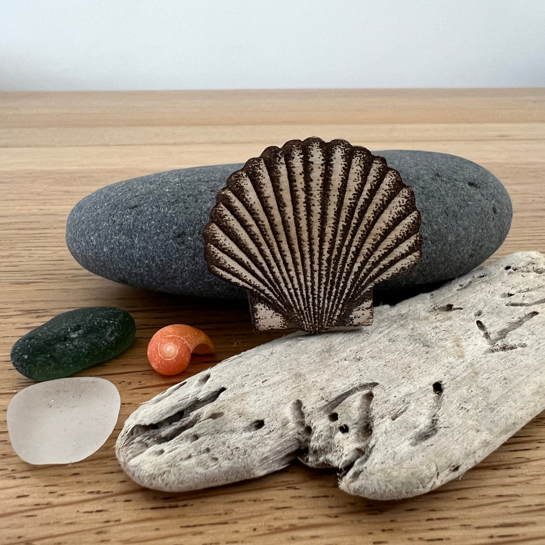 Shell brooch and mug gift set