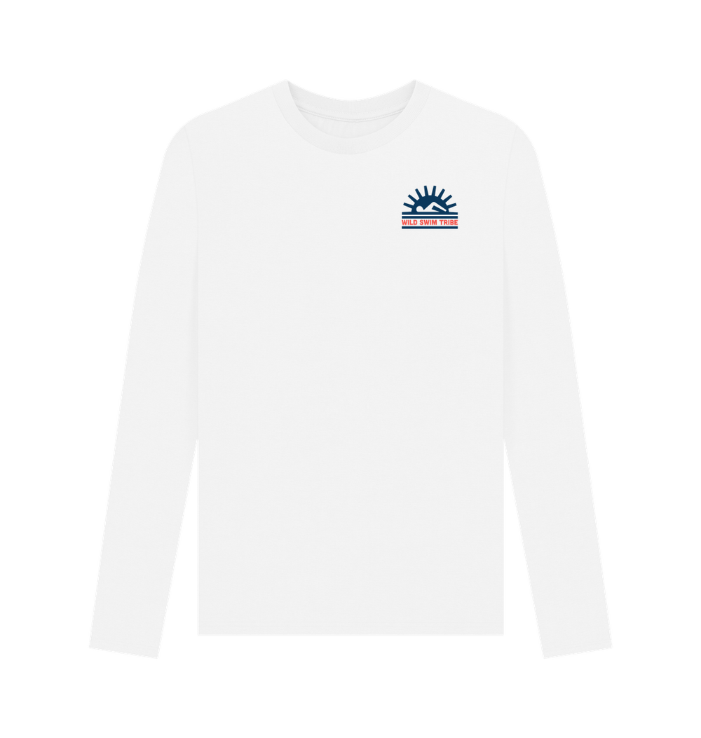 White Printed Long Sleeve T Shirt Front