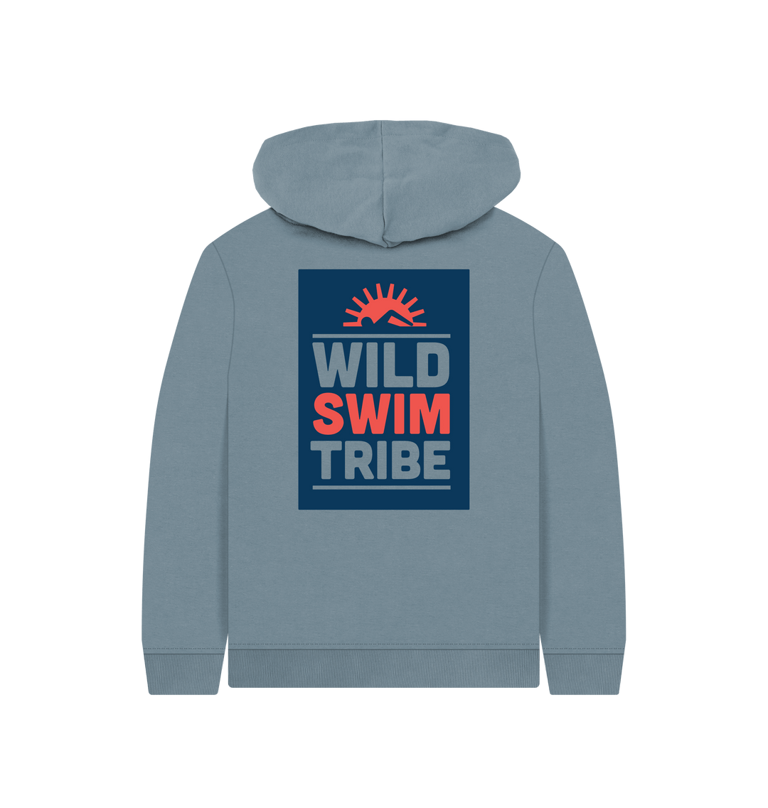 Stone Blue Printed Kids Hoodie