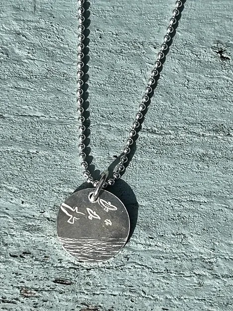 Birds Over The Sea Silver Necklace